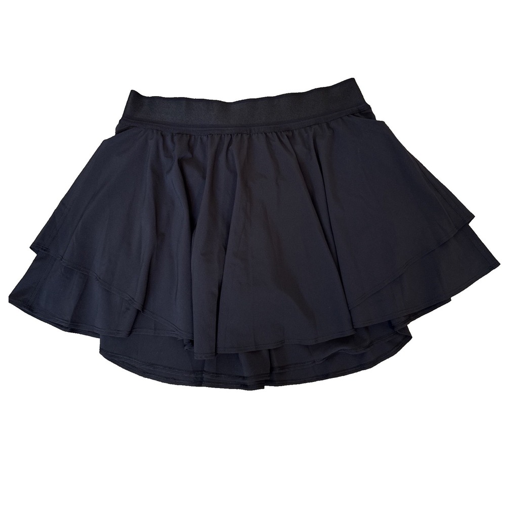 Lululemon Skirt Womens Sz 10 Black Layered Ruffle Skort Stretch Athletic Tennis